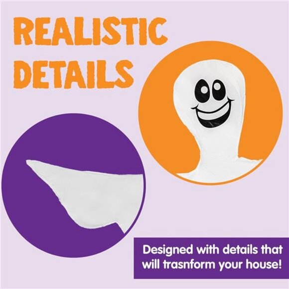 2 Pack 53" Halloween Bendable Tree Wrap Ghost for Halloween Decoration - Picture 3 of 7